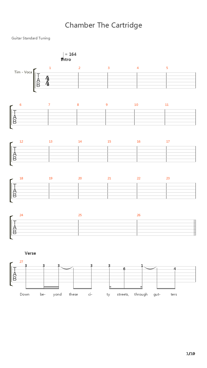 Chamber The Cartridge吉他谱