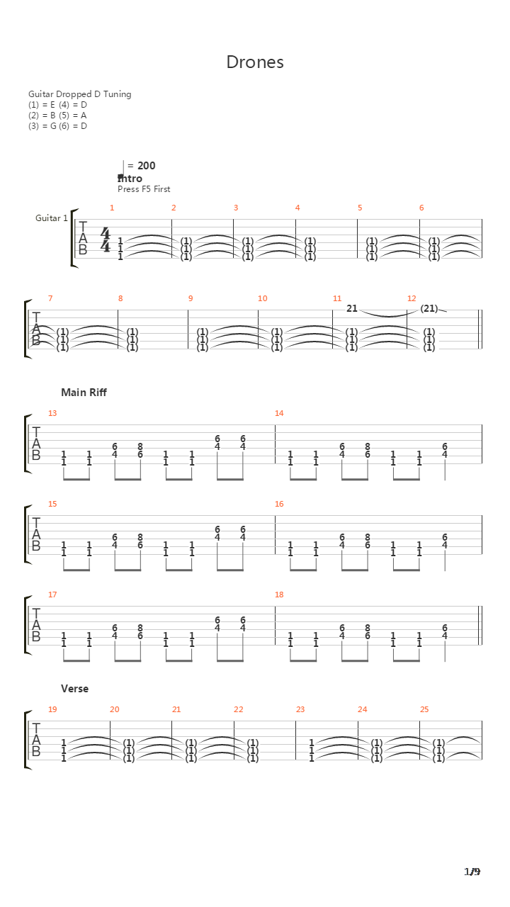 Drones吉他谱