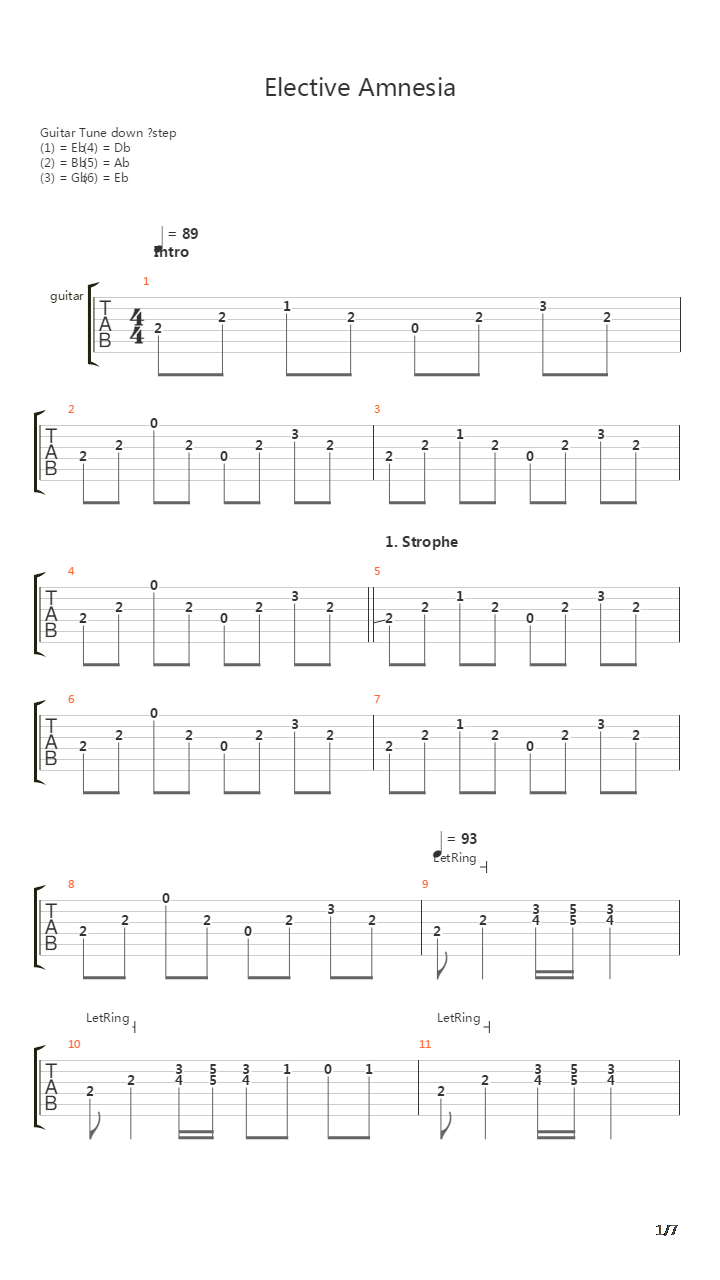 Elective Amnesia吉他谱