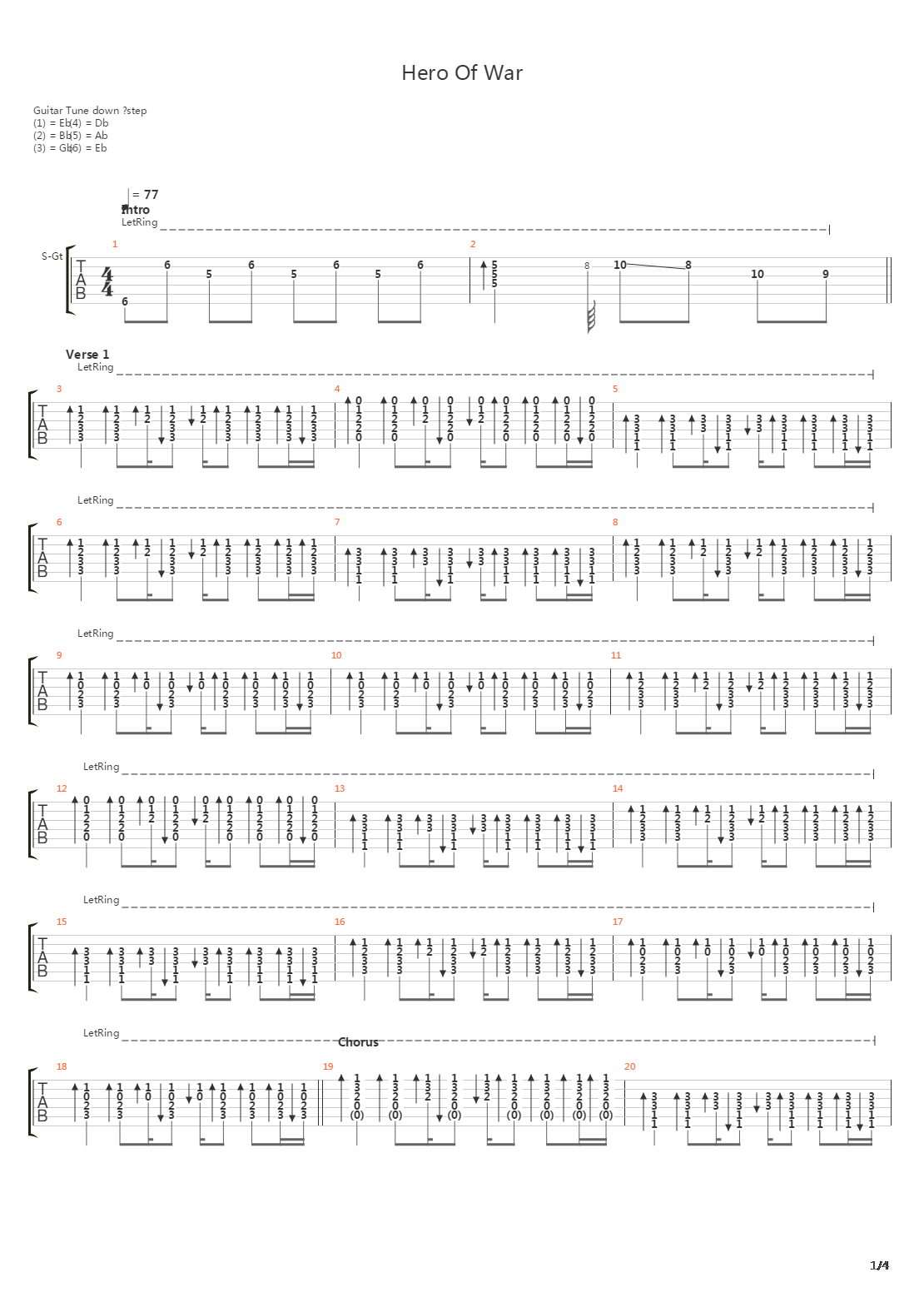 Hero Of War吉他谱