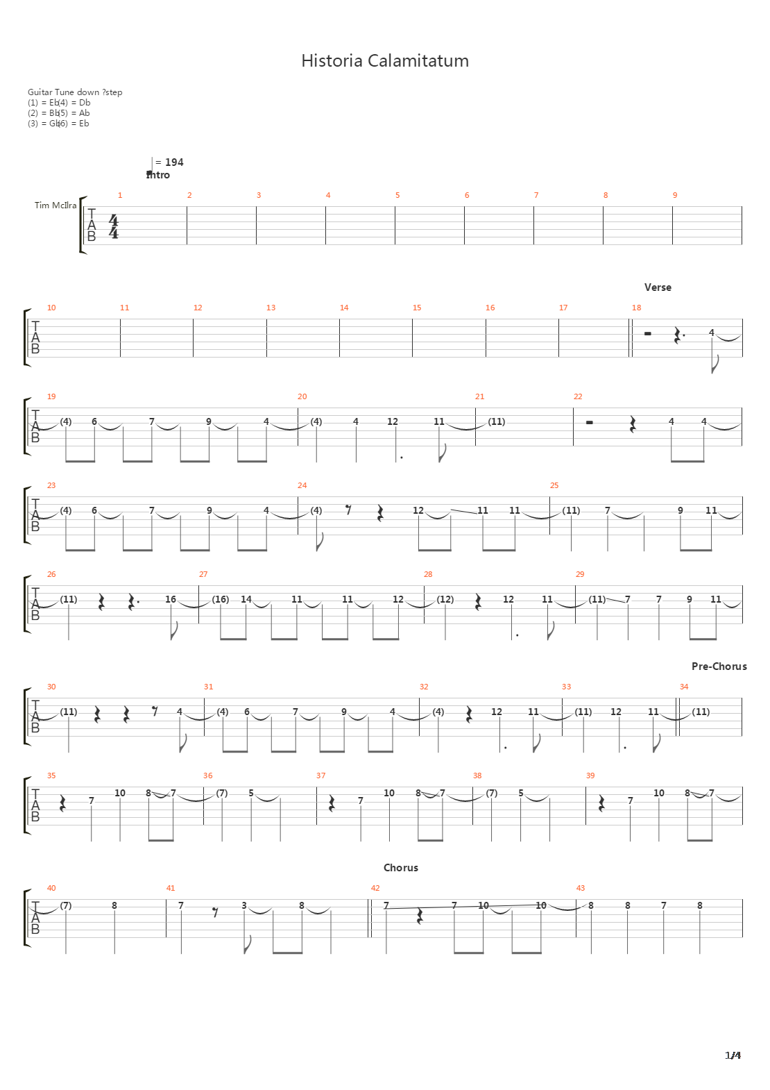 Historia Calamitatum吉他谱