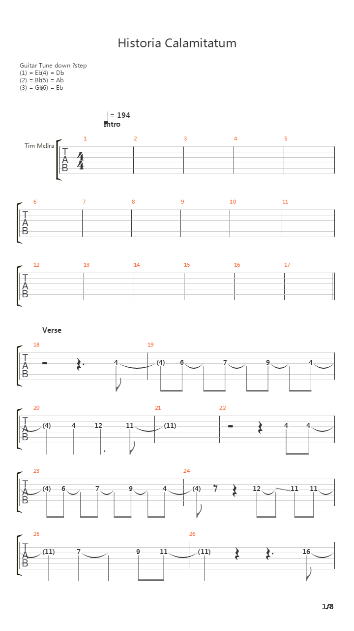 Historia Calamitatum吉他谱