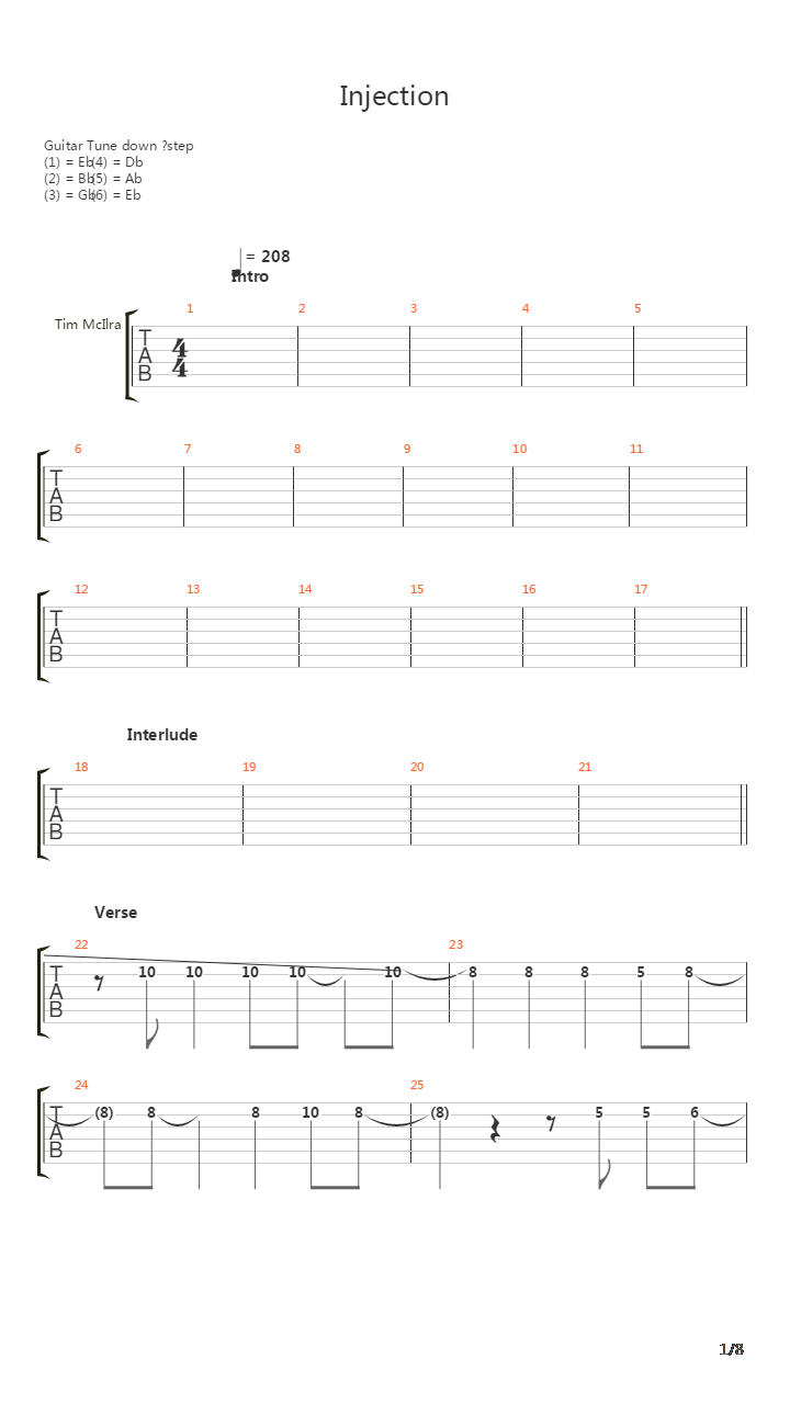 Injection吉他谱