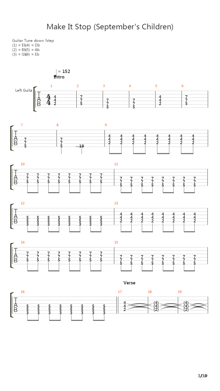 Make It Stop Septembers Children吉他谱