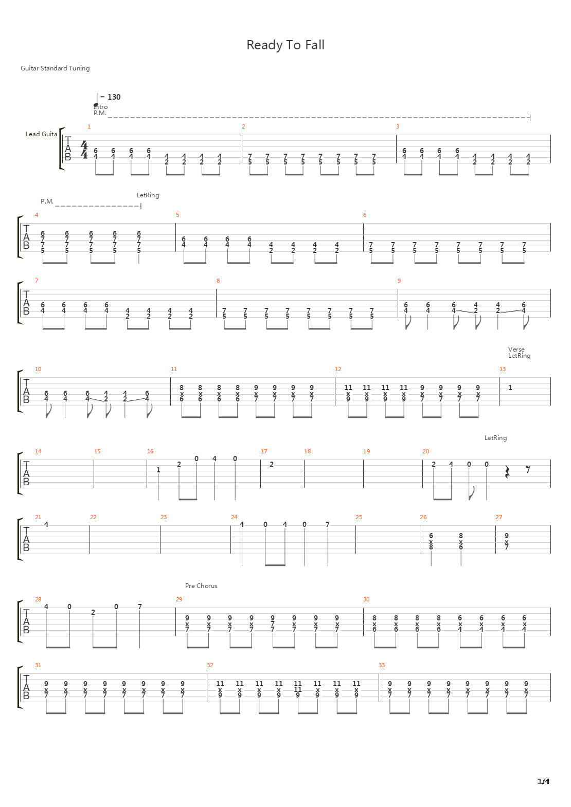 Ready To Fall吉他谱