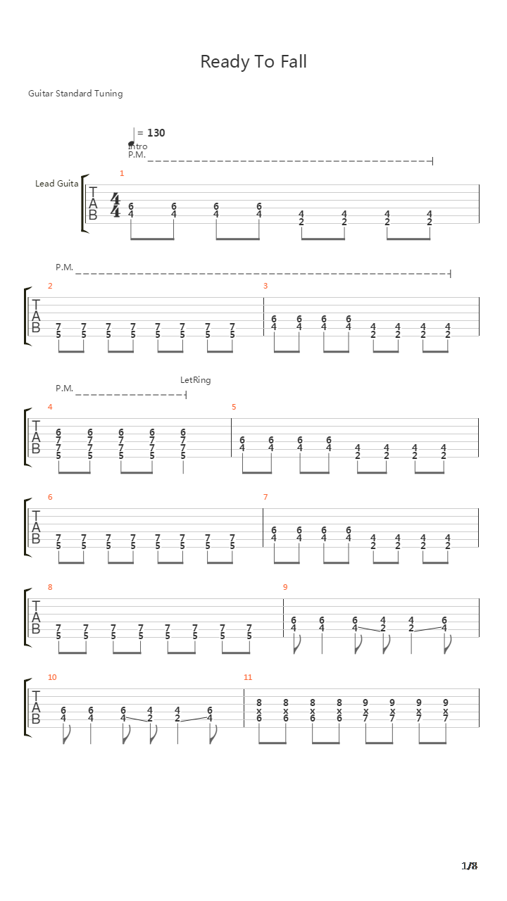 Ready To Fall吉他谱
