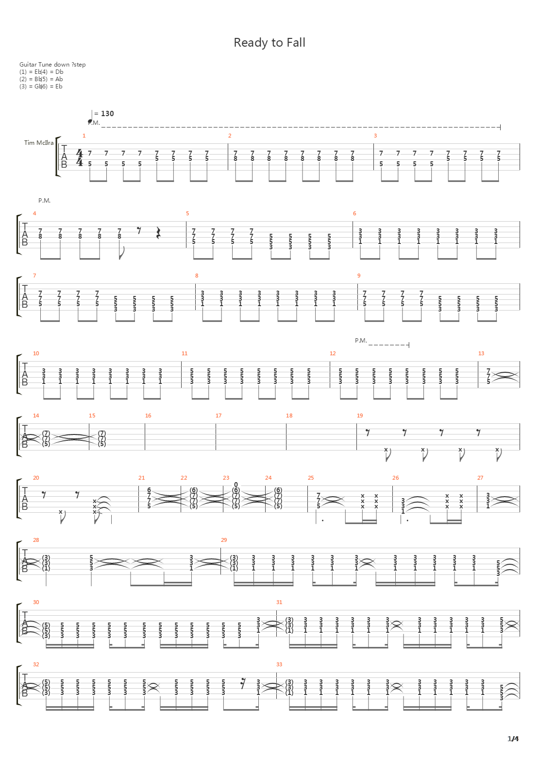 Ready To Fall吉他谱