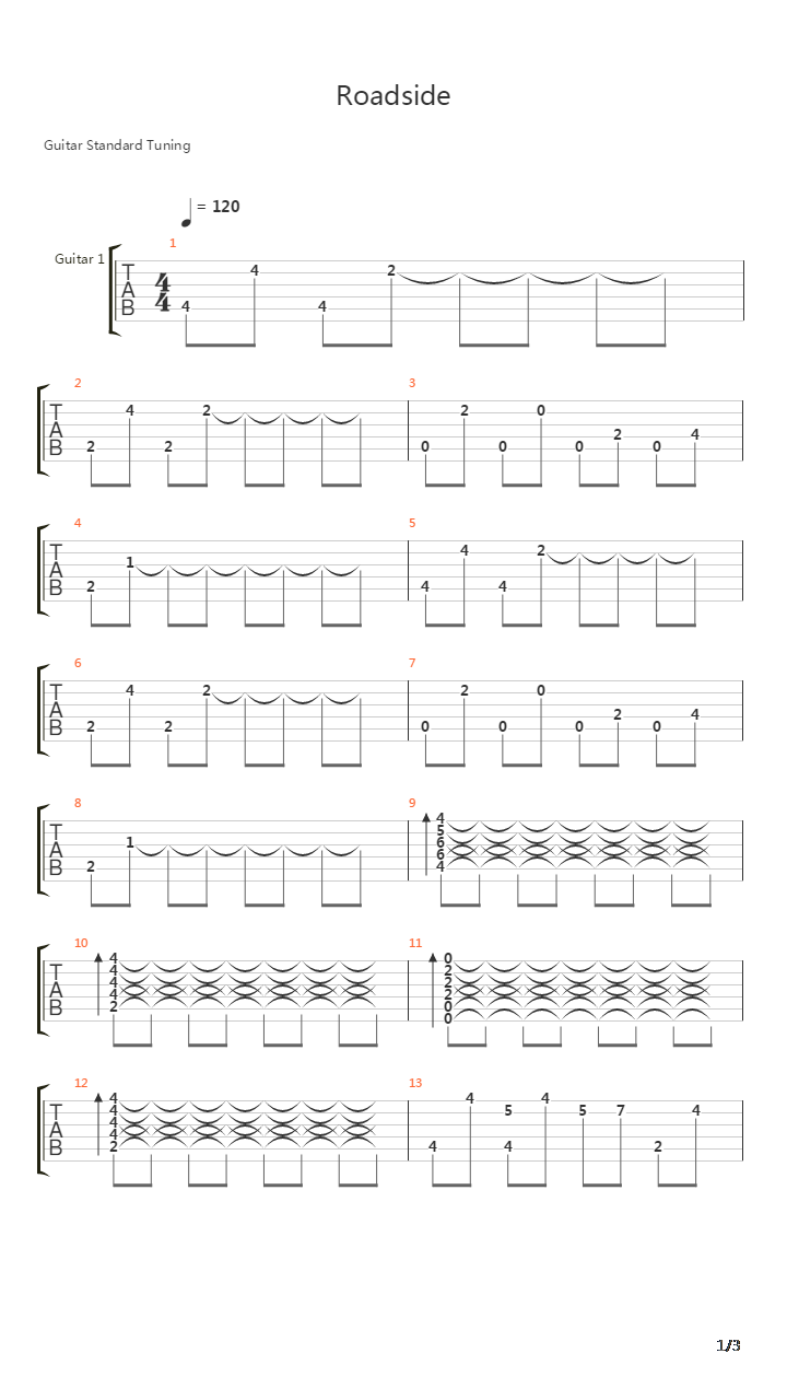 Roadside吉他谱