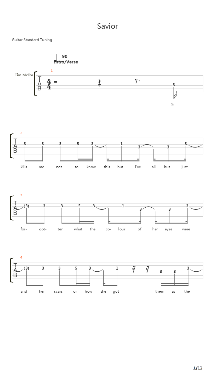 Savior吉他谱
