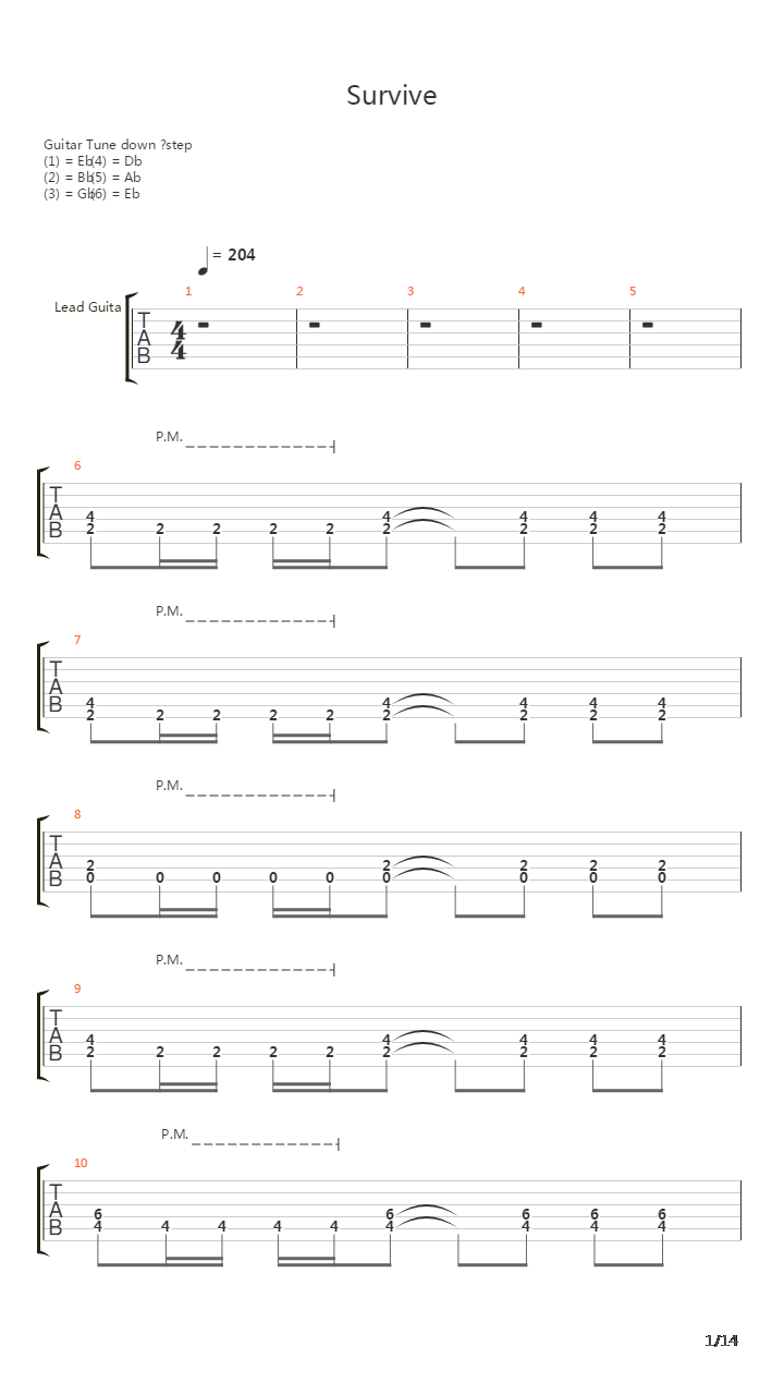 Survive吉他谱