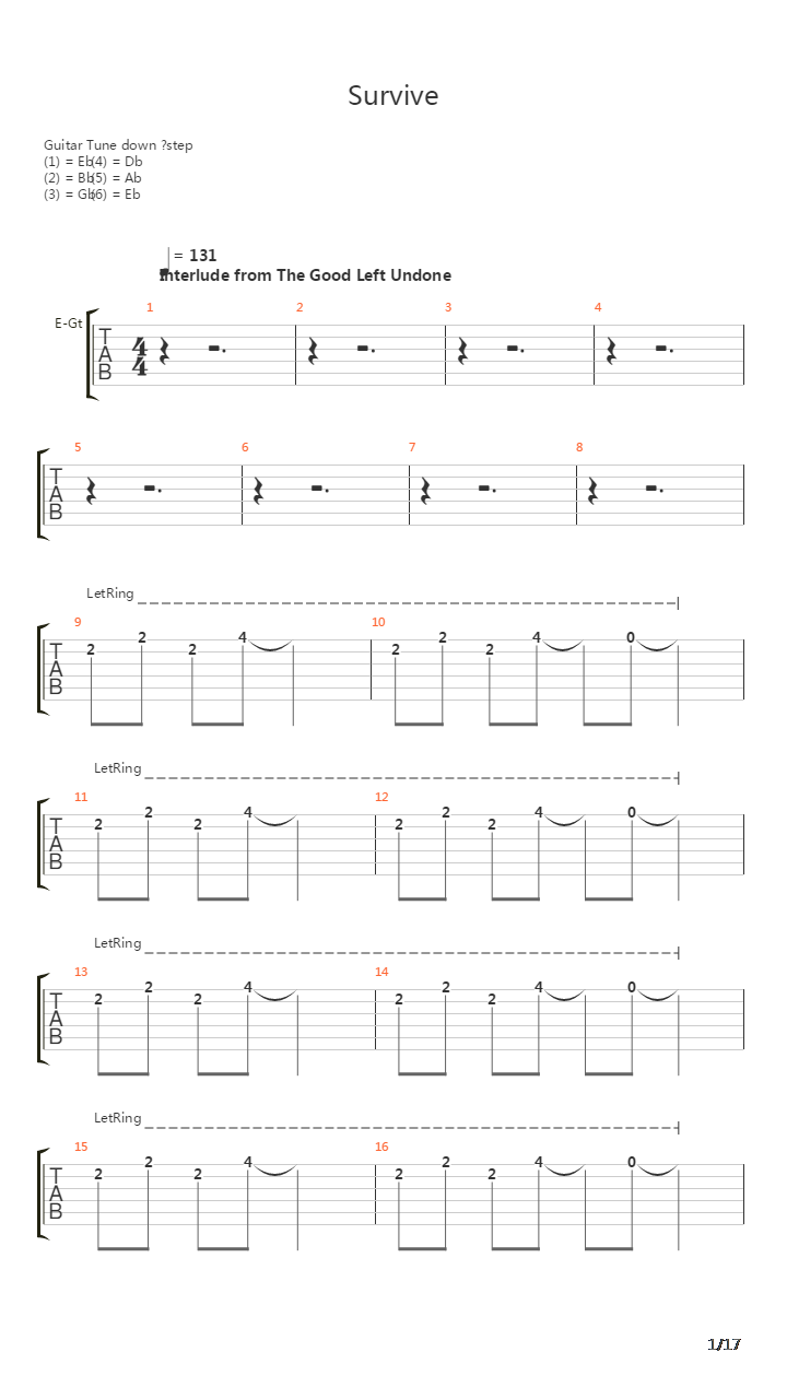 Survive吉他谱