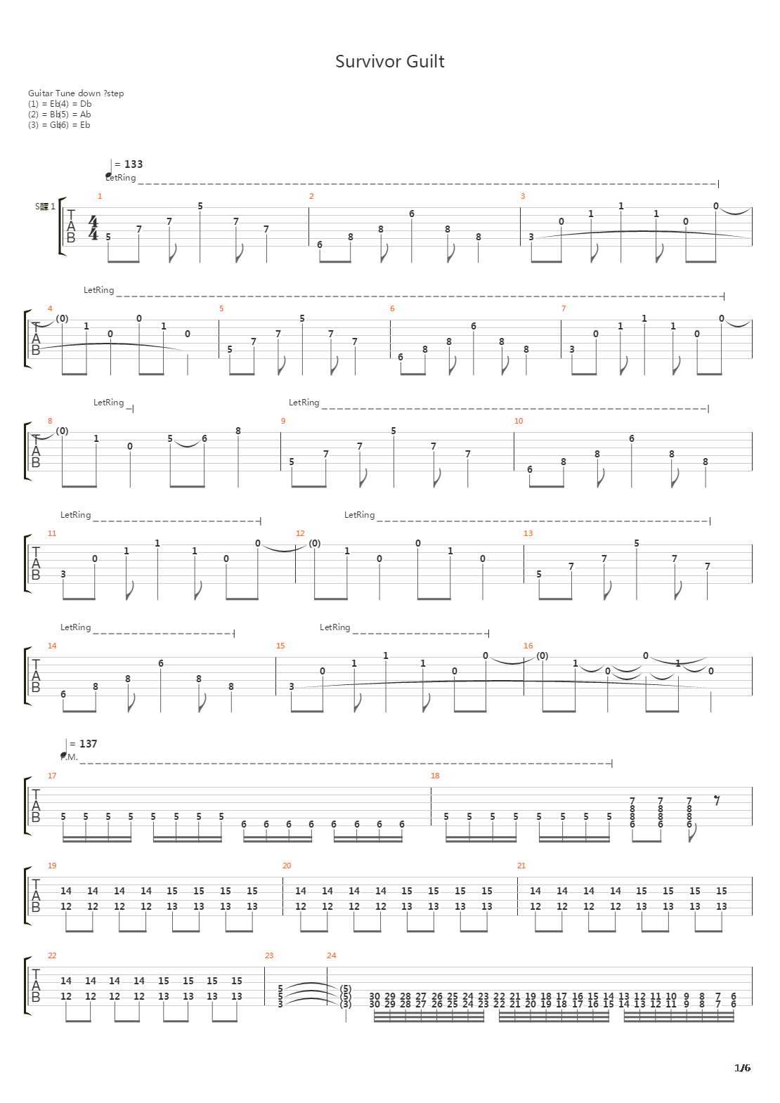 Survivor Guilt吉他谱