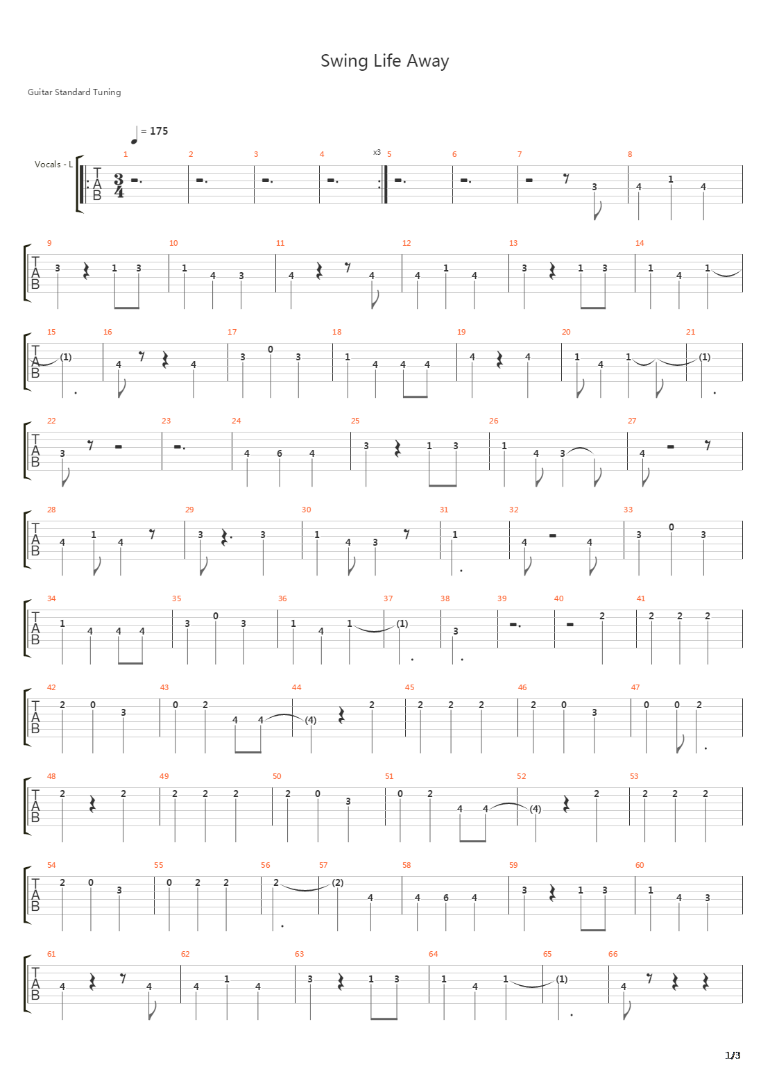 Swing Life Away吉他谱