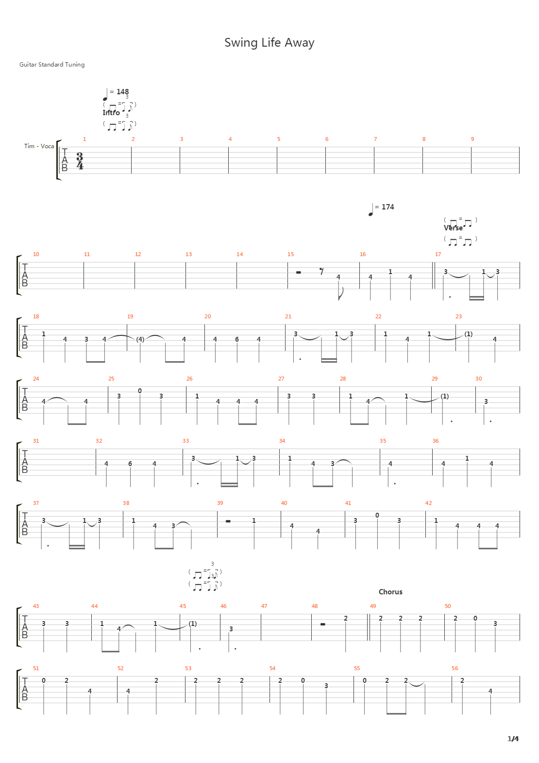 Swing Life Away吉他谱