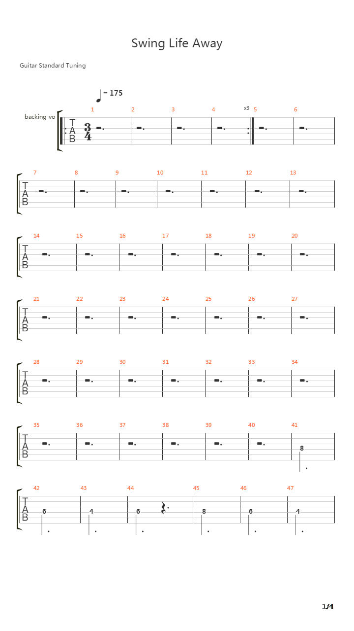 Swing Life Away吉他谱