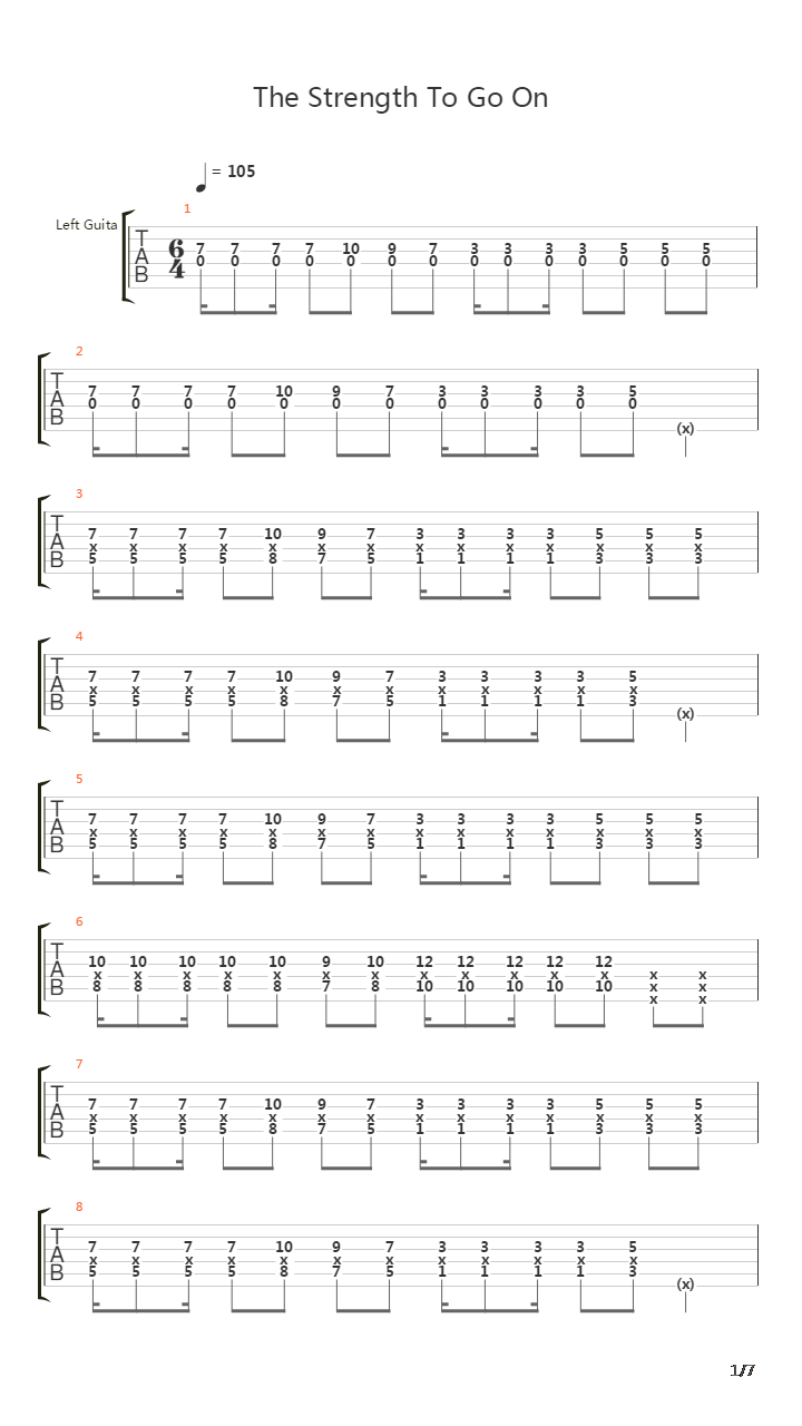 The Strength To Go On吉他谱