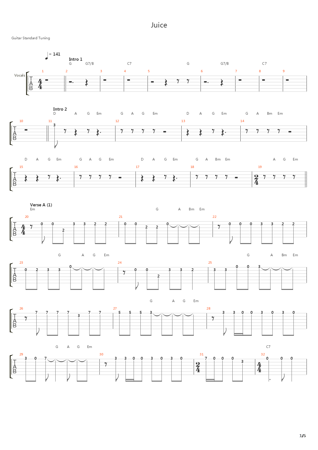 Juice吉他谱