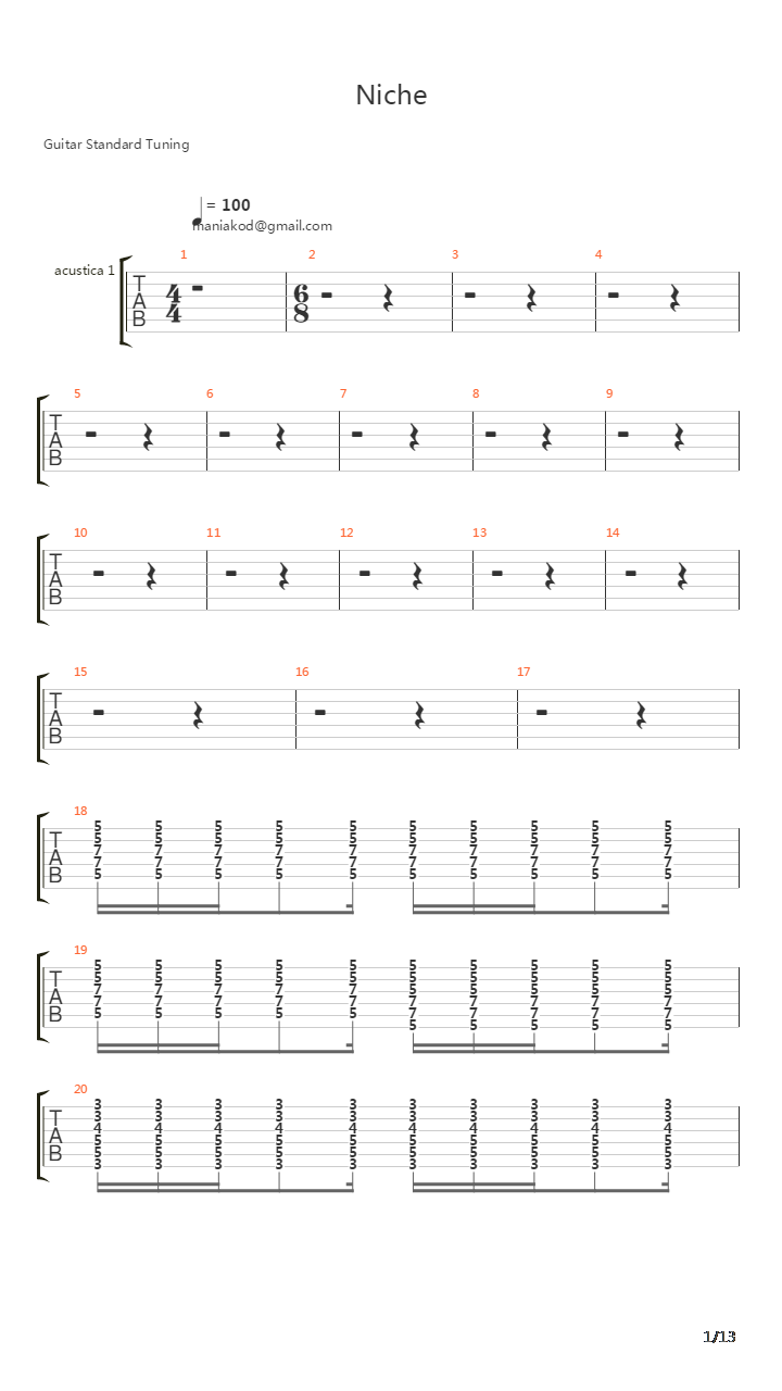 Niche吉他谱