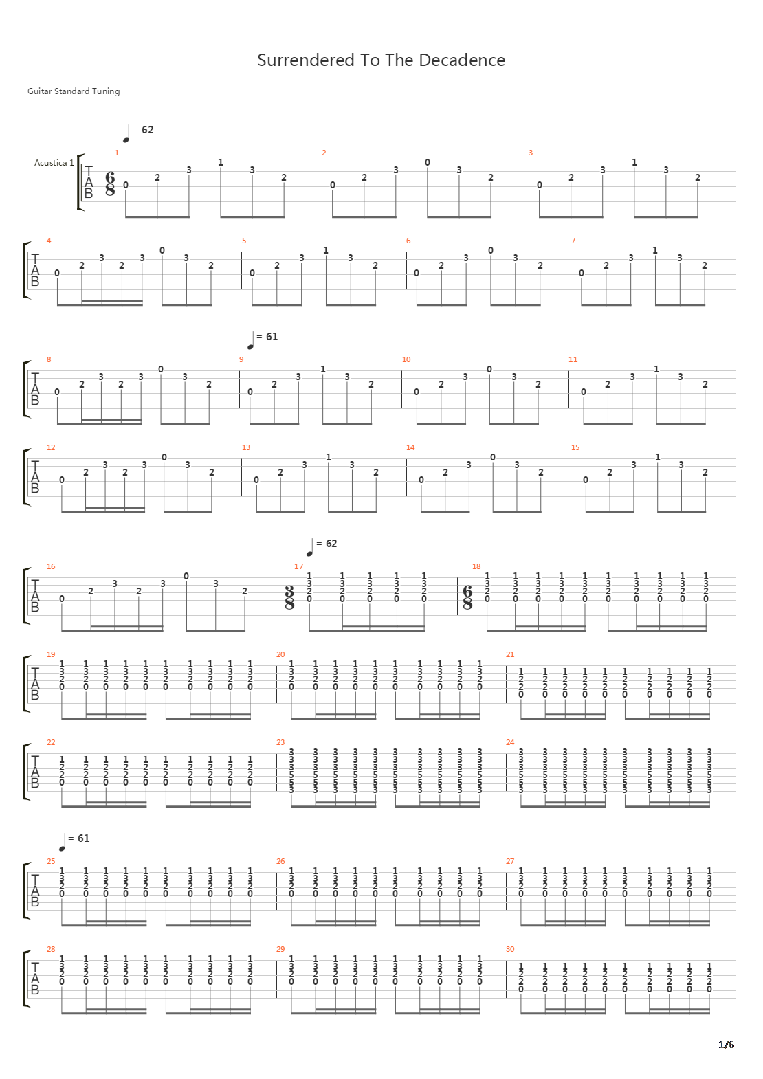 Surrendered To The Decadence吉他谱