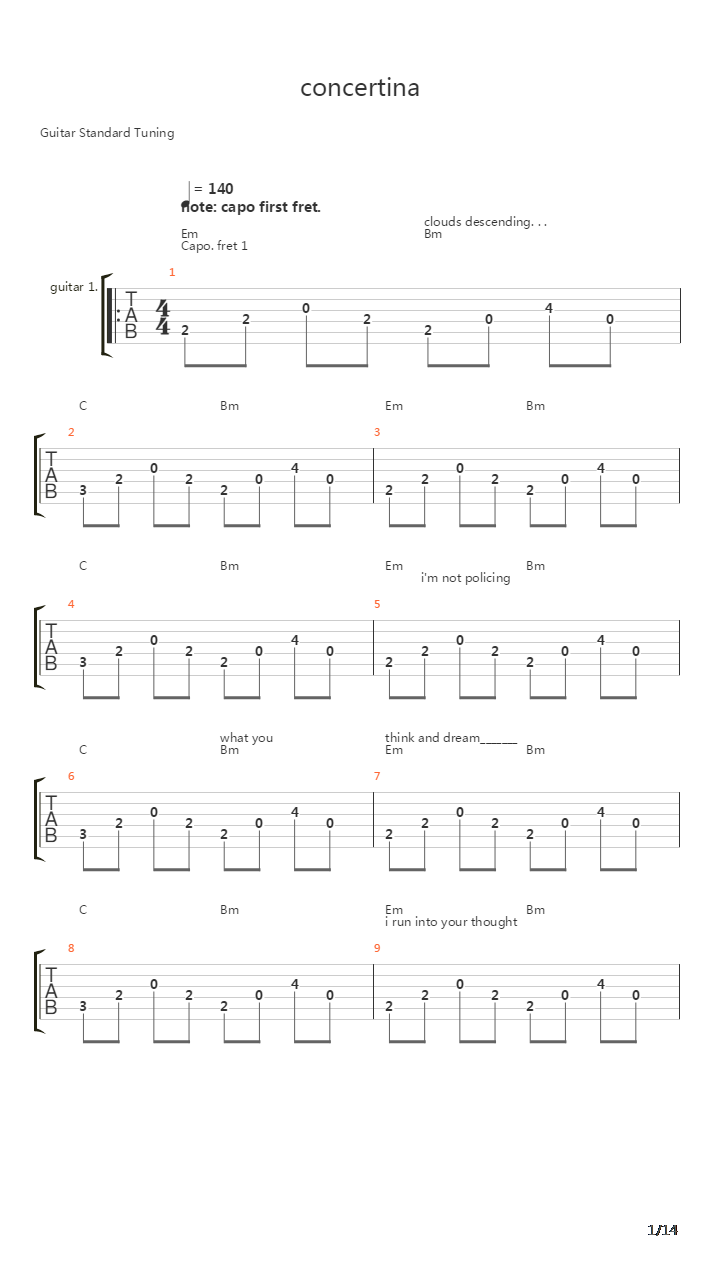 Concertina吉他谱