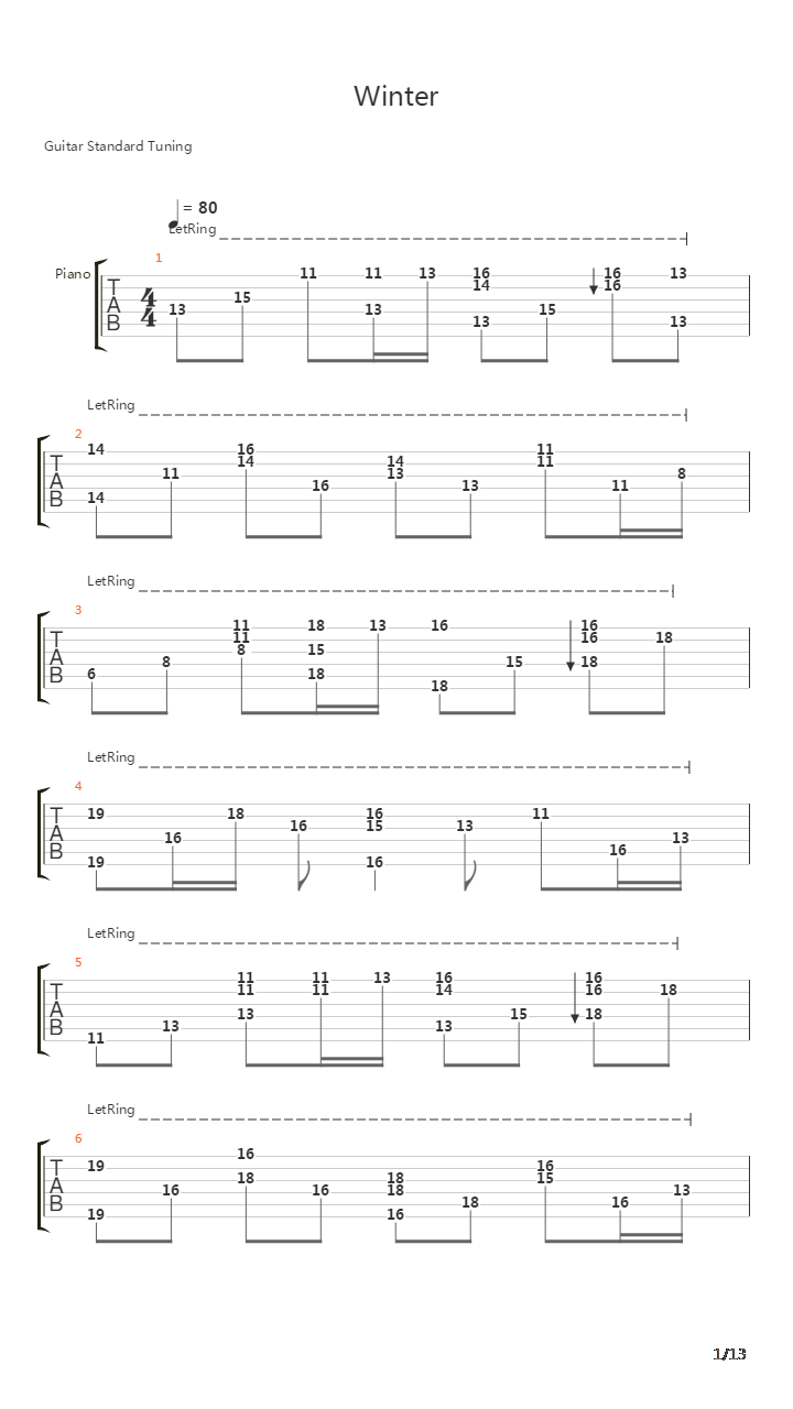 Winter吉他谱