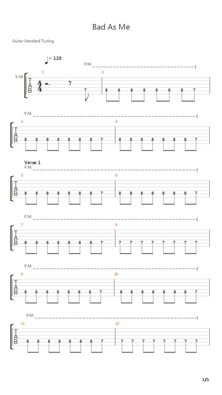 Bad As Me吉他谱