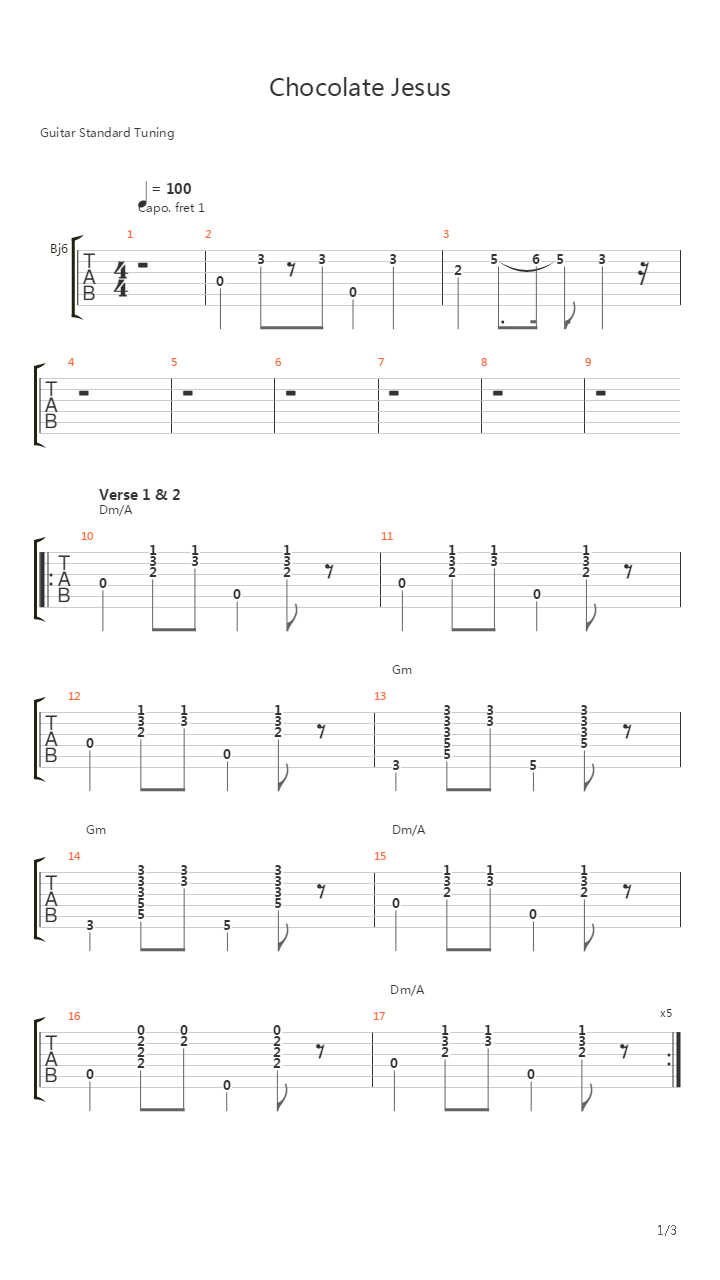 Chocolate Jesus吉他谱