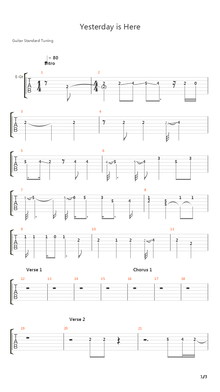 Yesterday Is Here吉他谱