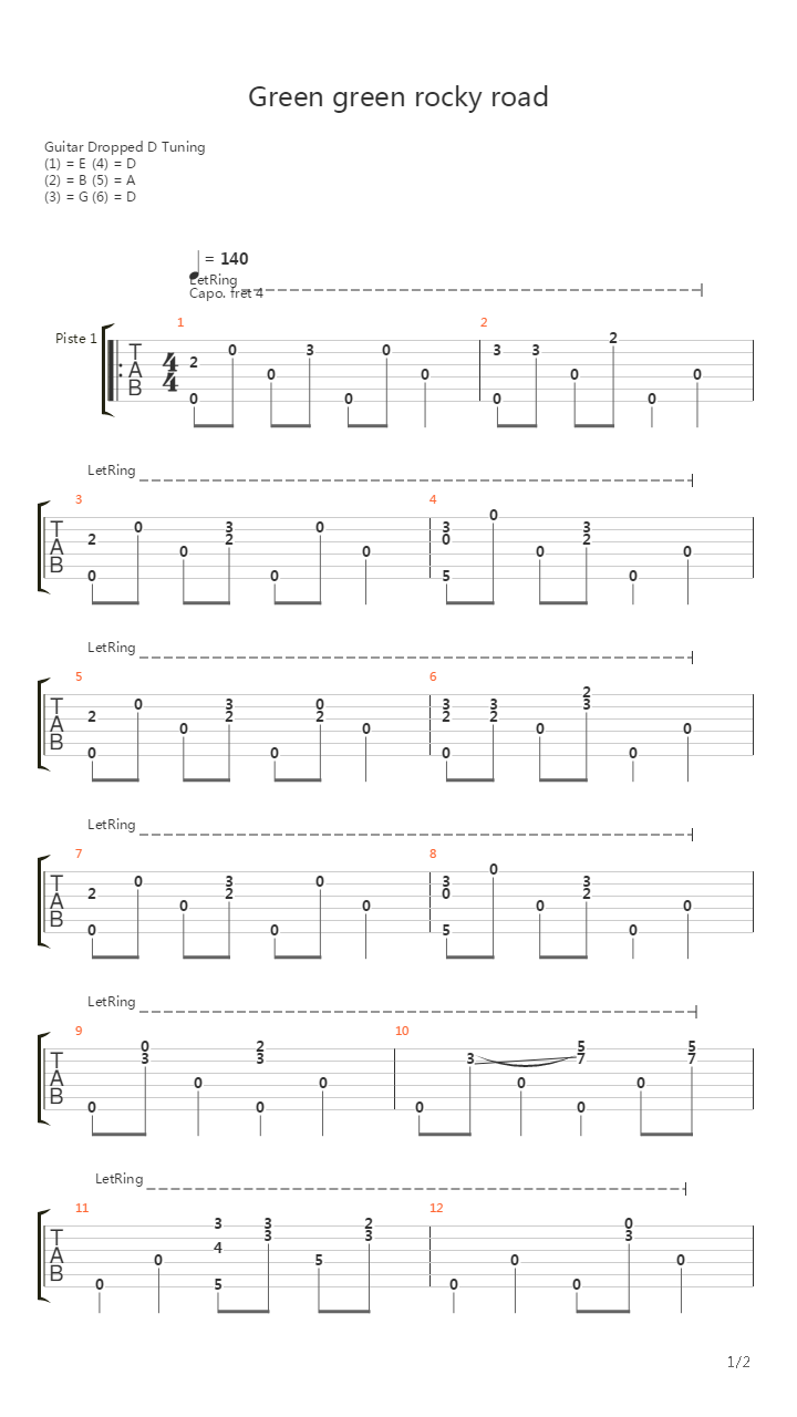 Green Green Rocky Road吉他谱