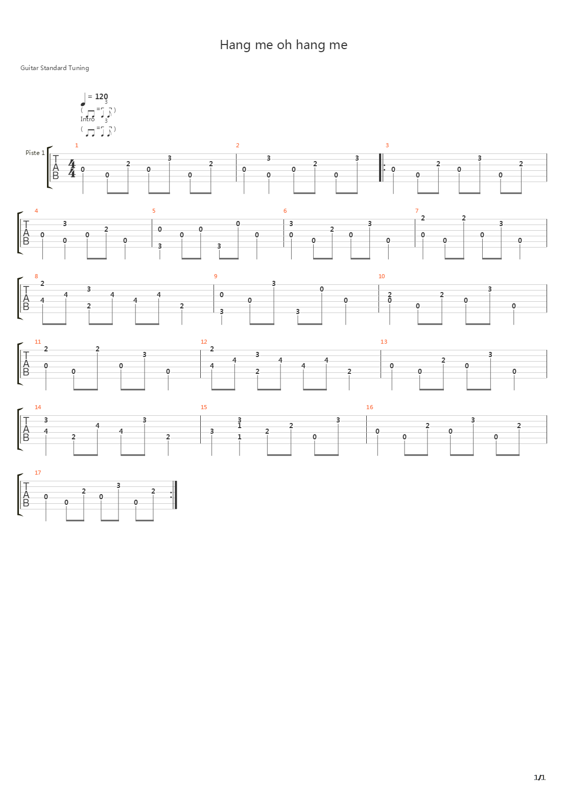 Hang Me Oh Hang Me吉他谱
