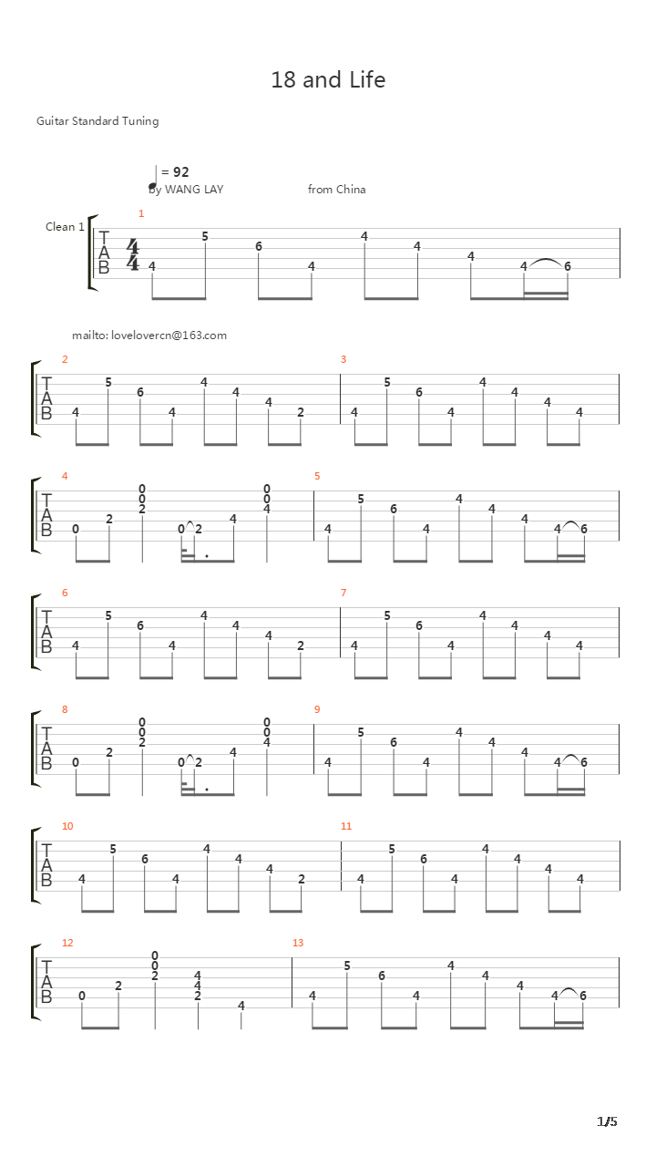 18 And Life吉他谱