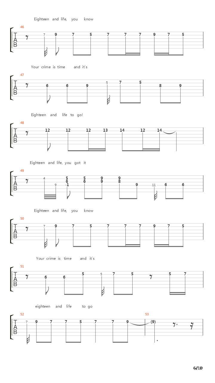 18 And Life吉他谱