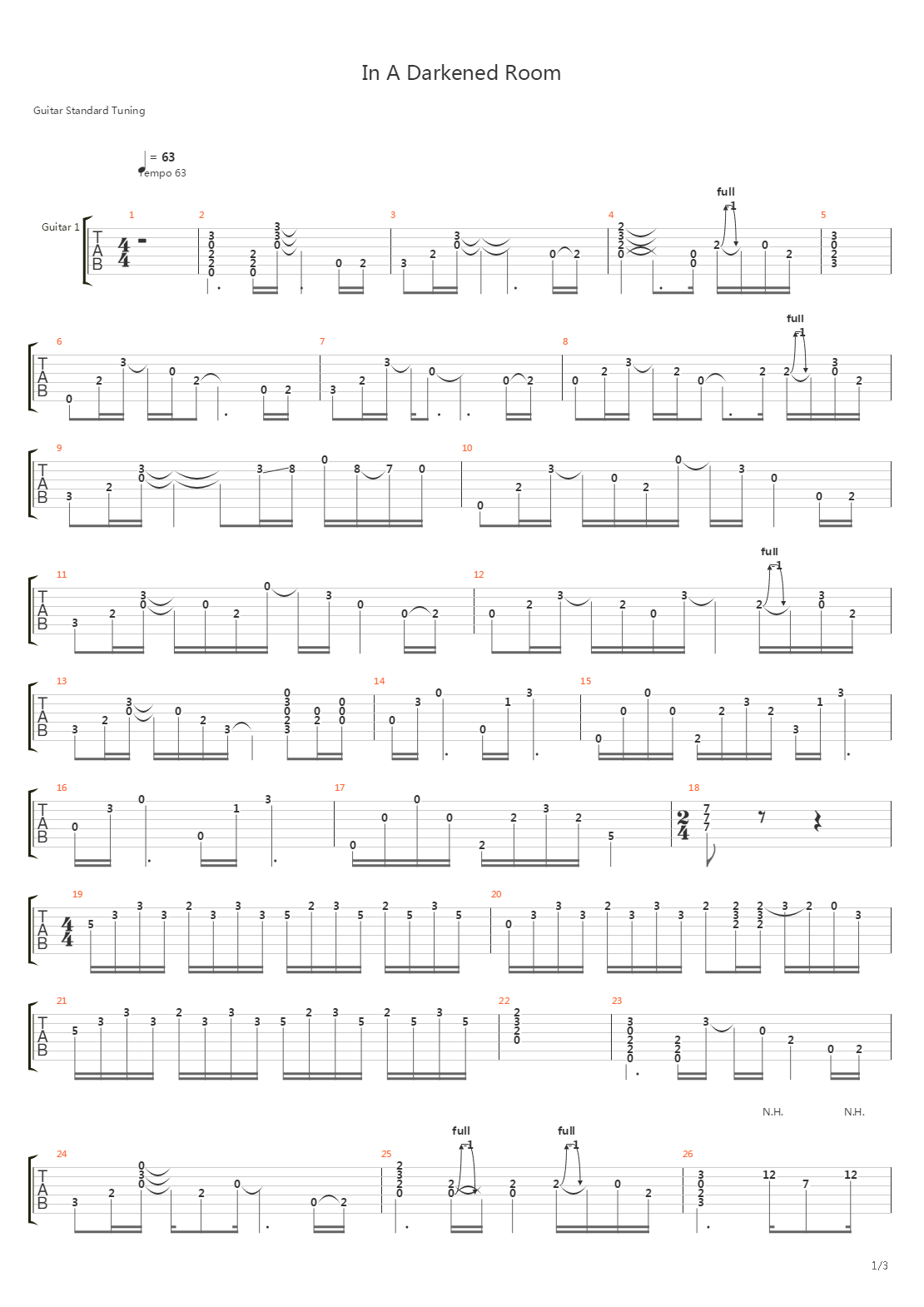 In A Darkened Room吉他谱
