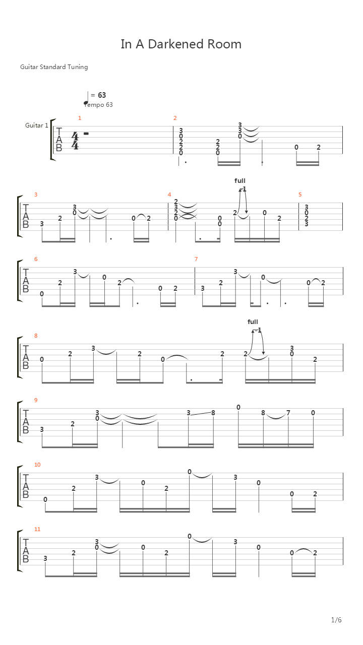 In A Darkened Room吉他谱