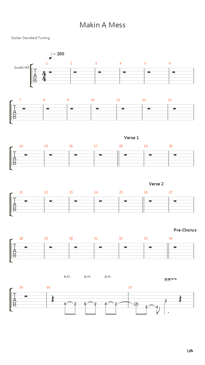 Makin A Mess吉他谱