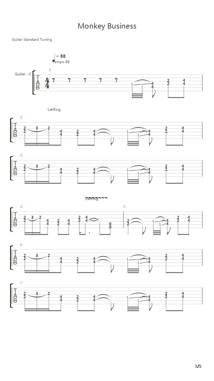 Monkey Bussiness吉他谱