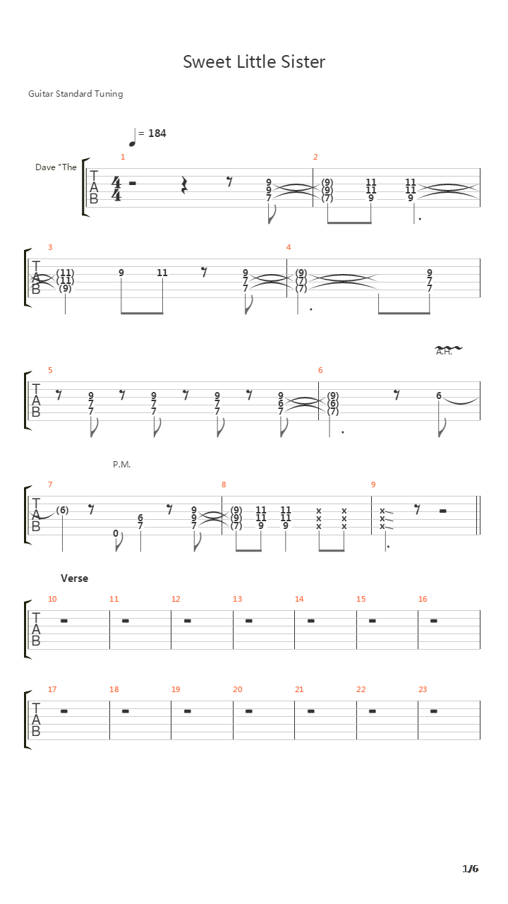 Sweet Little Sister吉他谱