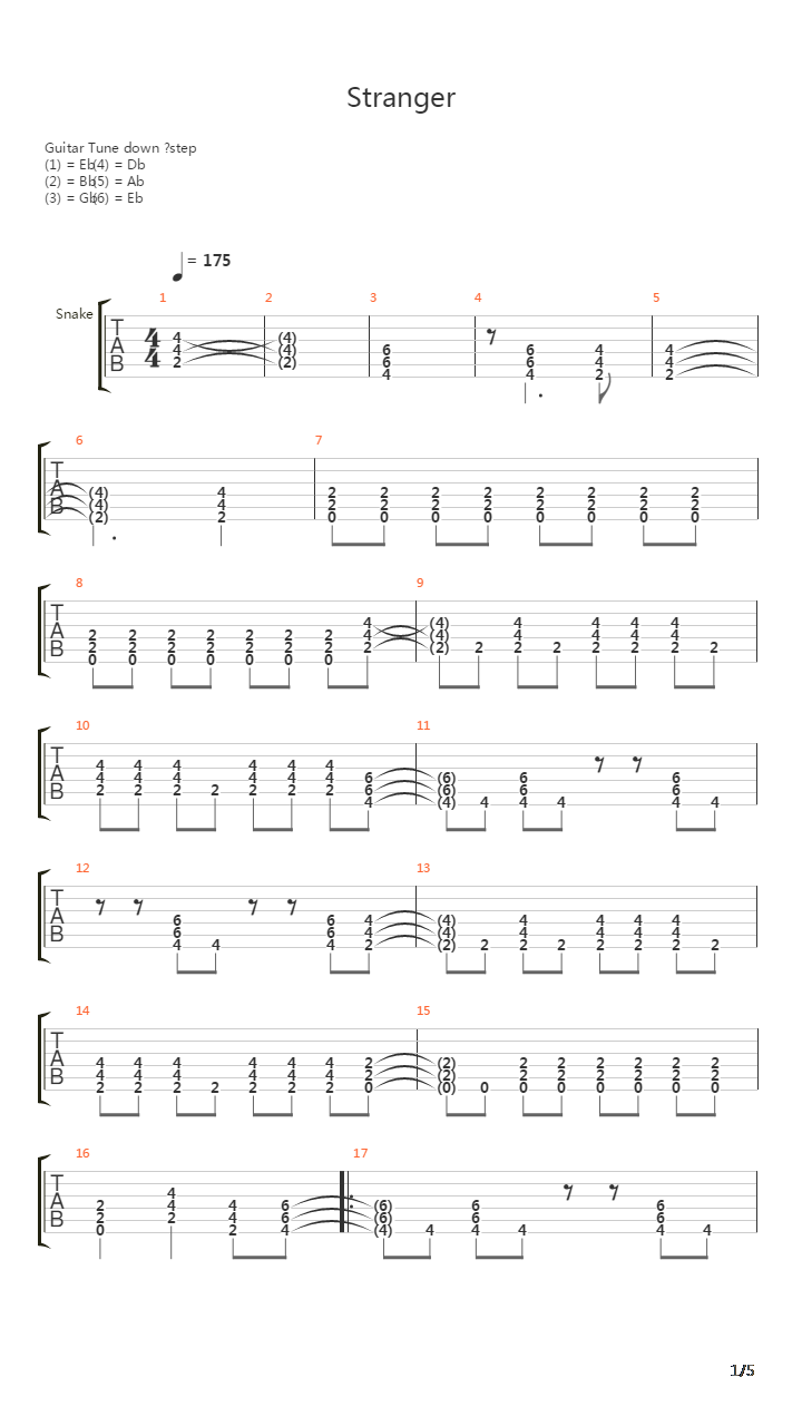 Stranger吉他谱