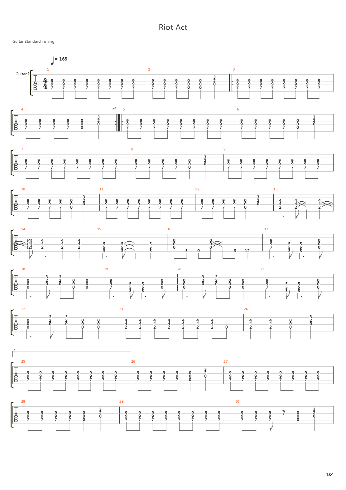 Riot Act吉他谱