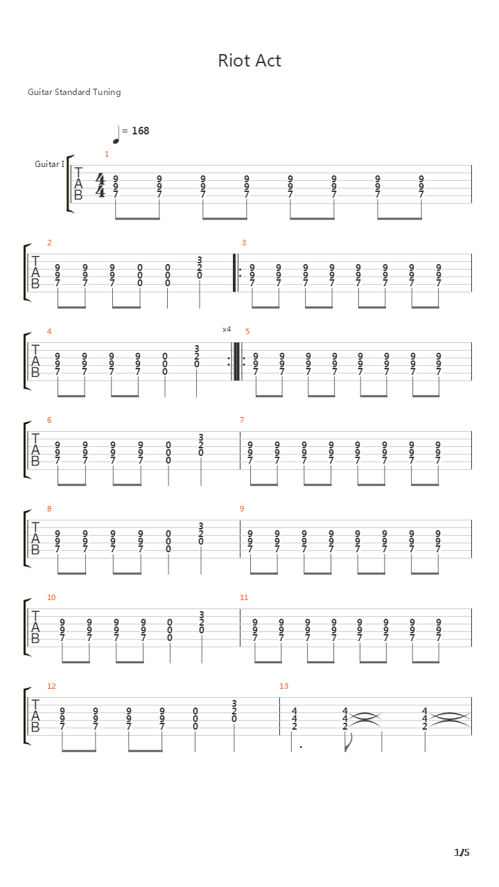 Riot Act吉他谱