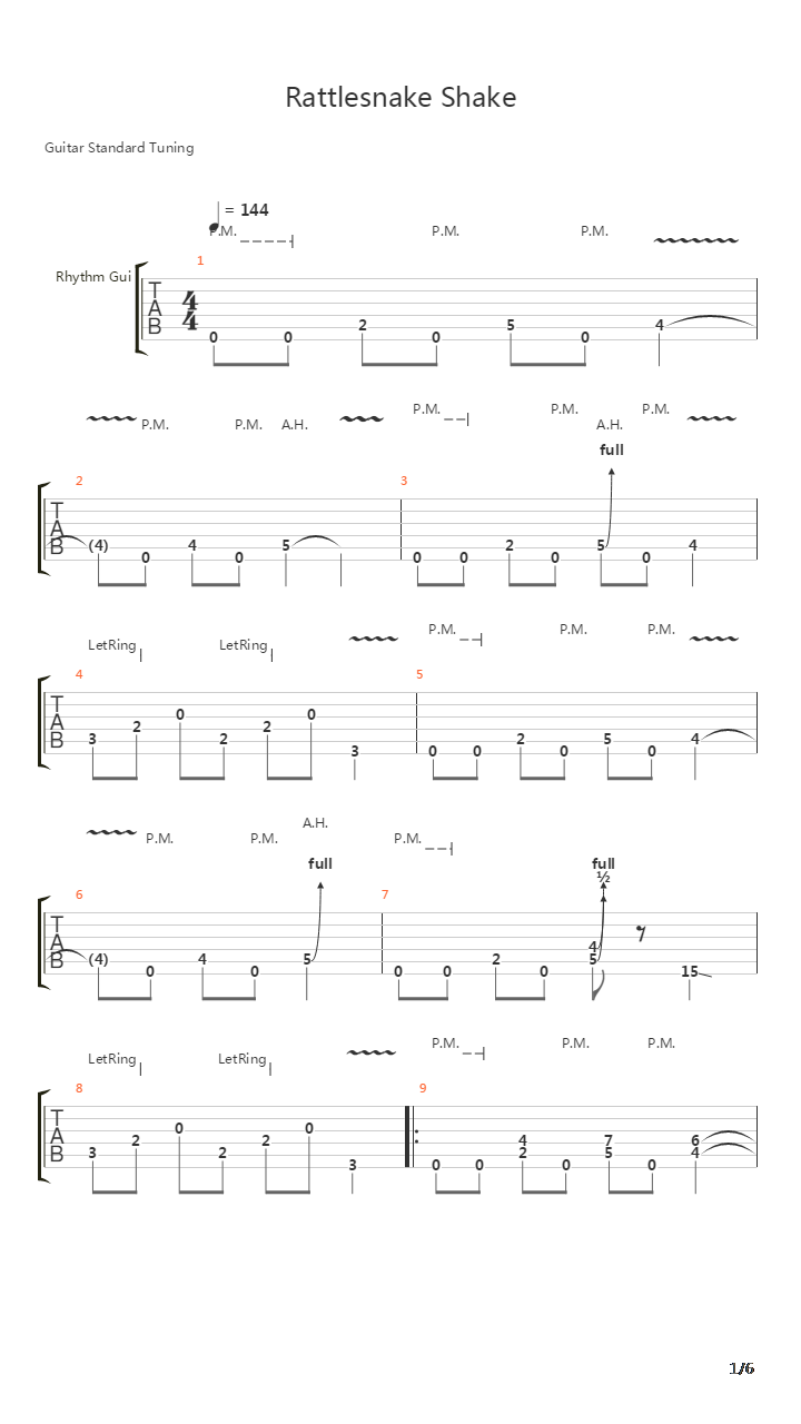 Rattlesnake Shake吉他谱
