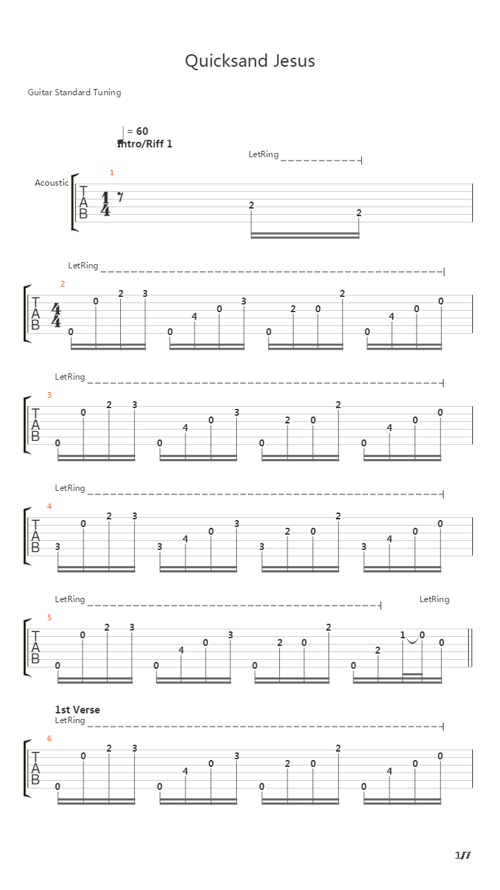 Quicksand Jesus吉他谱