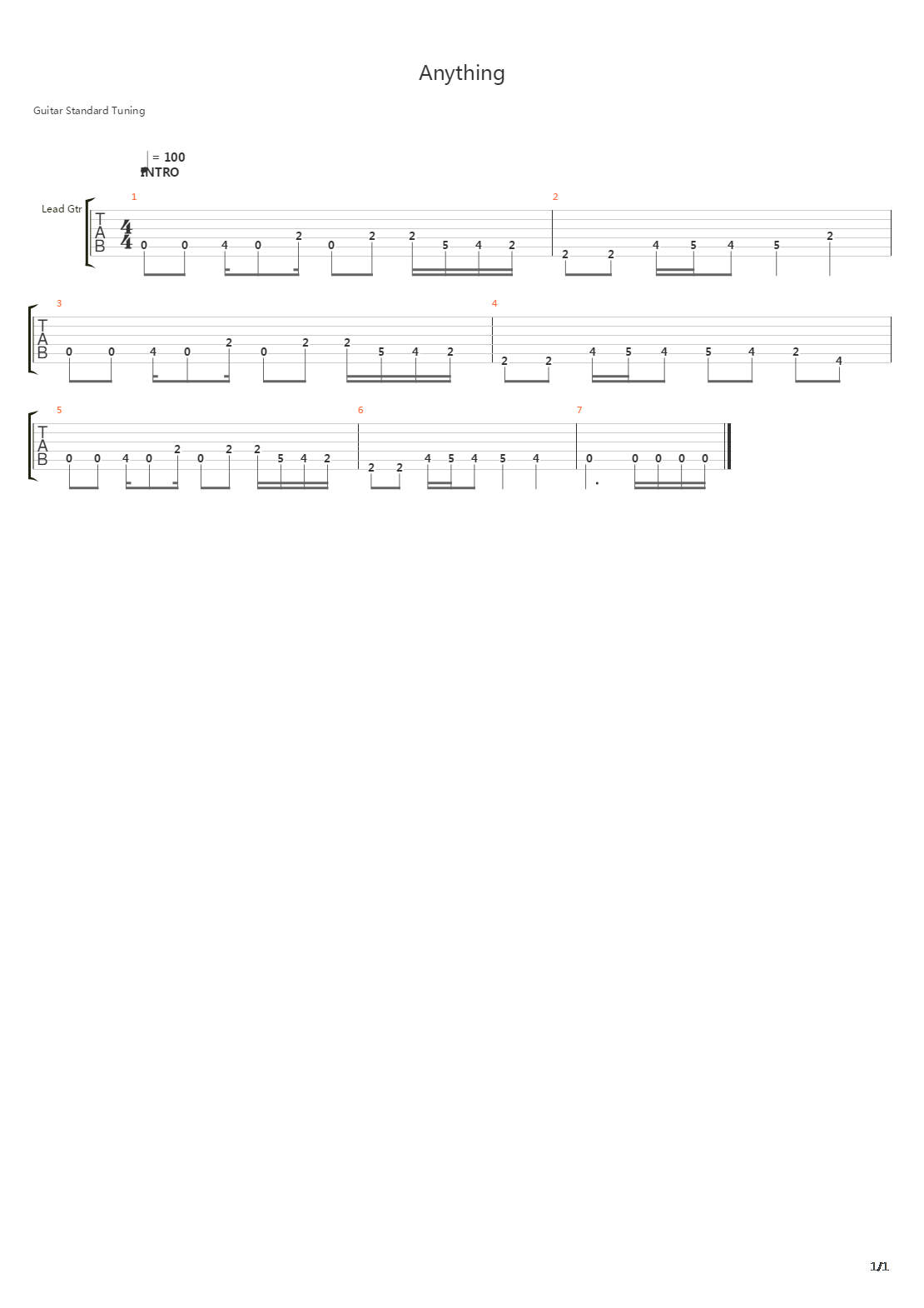 Anything吉他谱