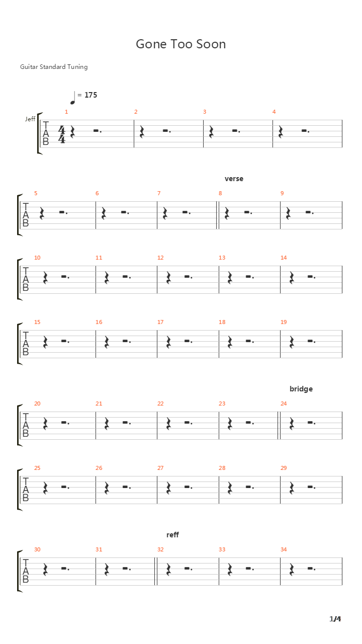 Gone Too Soon吉他谱