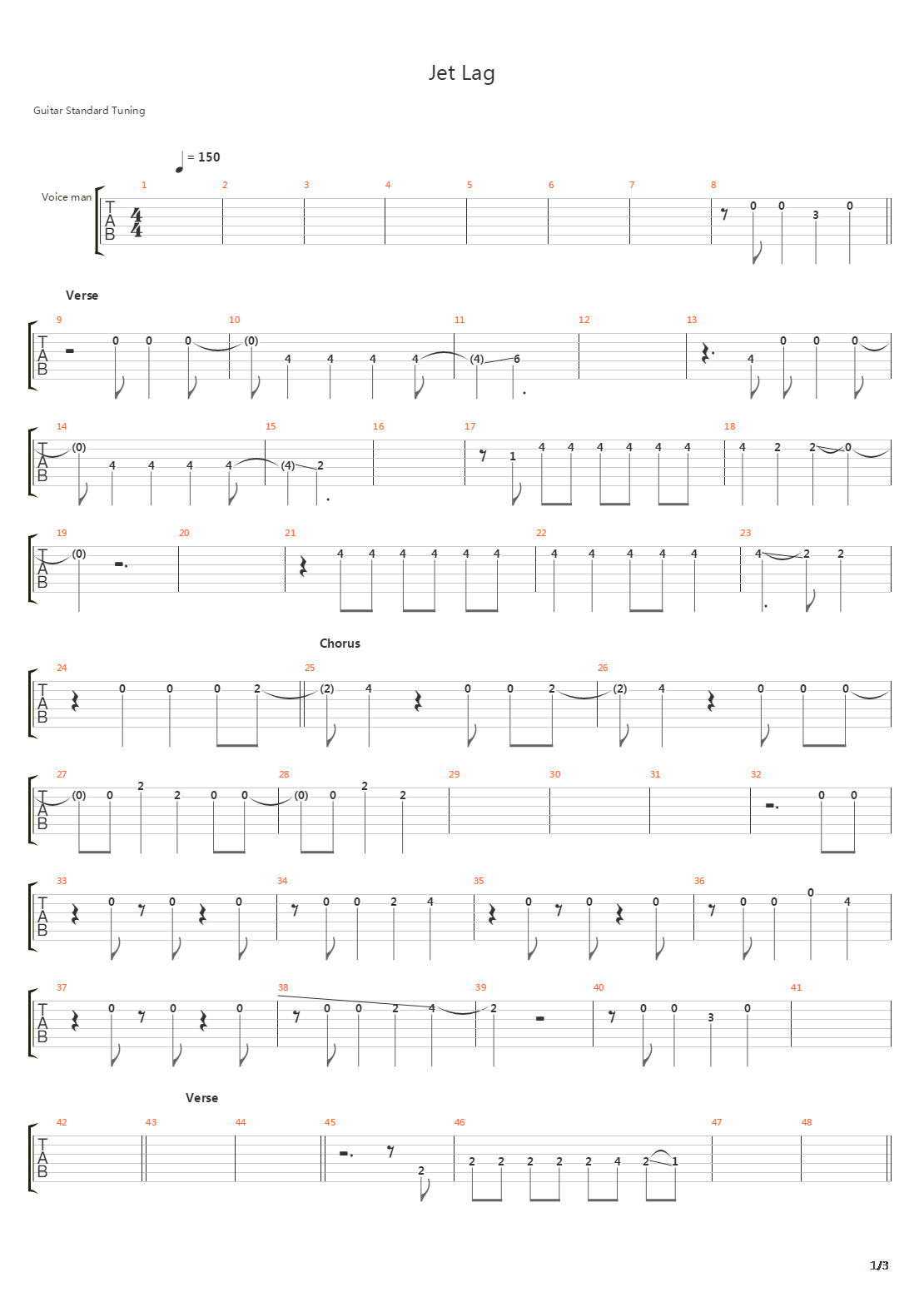 Jet Lag吉他谱