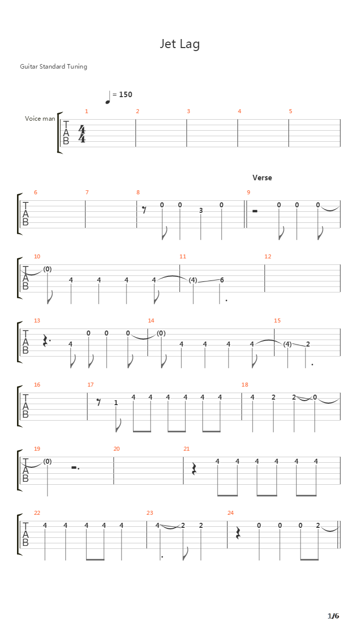Jet Lag吉他谱