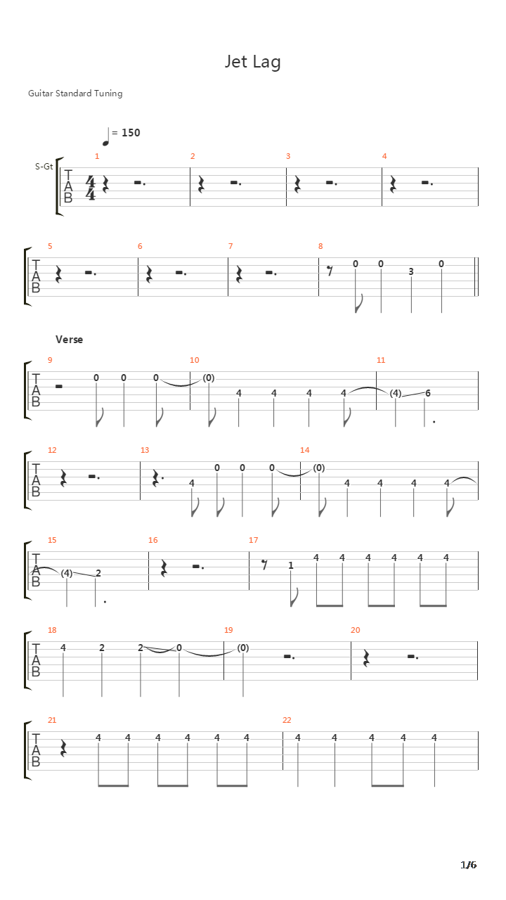 Jet Lag吉他谱