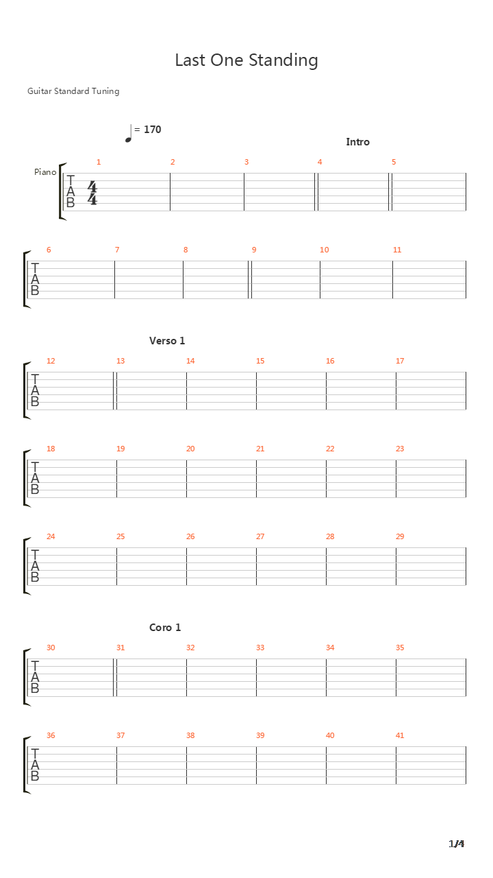 Last One Standing吉他谱