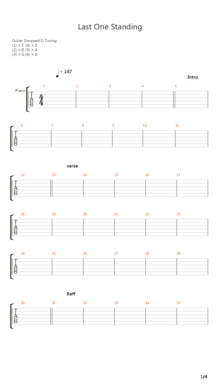 Last One Standing吉他谱