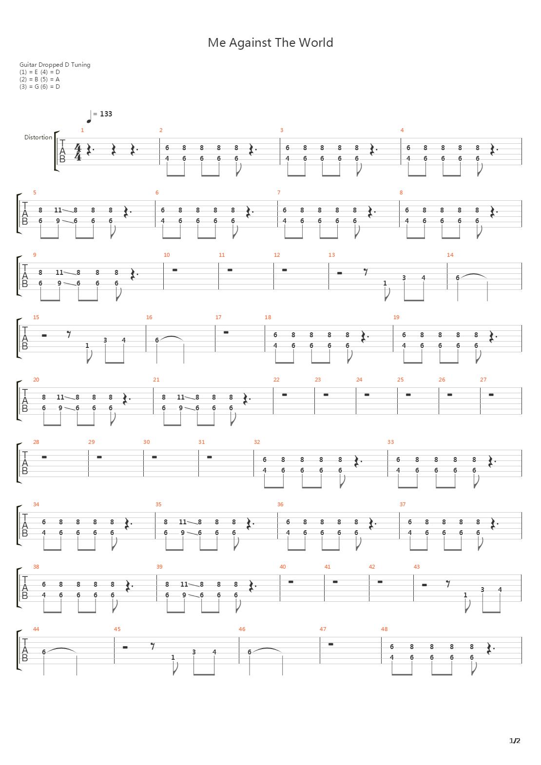 Me Against The World吉他谱